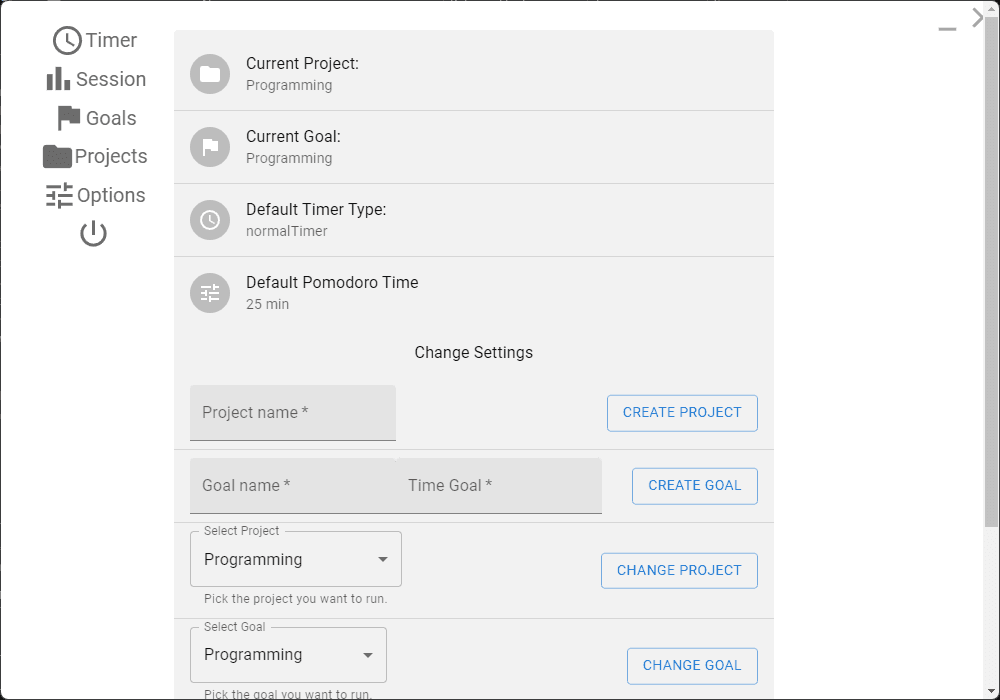 Image of app options.